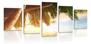 5-dijelna slika izlazak sunca na karipskoj plaži