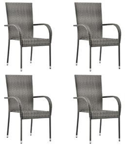 VidaXL Složive vrtne stolice od poliratana 4 kom sive