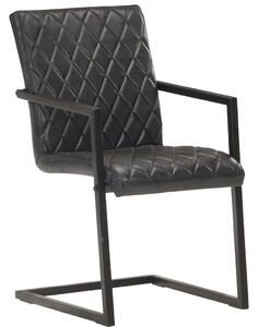 VidaXL Konzolne blagovaonske stolice od prave kože 2 kom crne