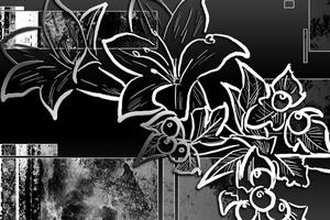 Slika cvjetna ilustracija u crno-bijelom dizajnu