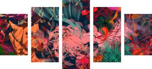 5-dijelna slika apstraktno cvijeće
