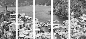 5-dijelna slika crno-bijela obala Italije - 100x50