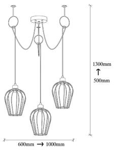 Crna viseća svjetiljka za 3 žarulje Opviq lights Tel Chain