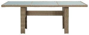 VidaXL Vrtni blagovaonski stol smeđi 200x100x74 cm staklo i poliratan