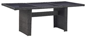 VidaXL Vrtni blagovaonski stol crni 200x100x74 cm staklo i poliratan
