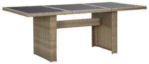 VidaXL Vrtni blagovaonski stol smeđi 200x100x74 cm staklo i poliratan