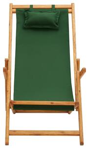 VidaXL Sklopiva stolica za plažu od drva eukaliptusa i tkanine zelena