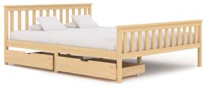VidaXL Okvir za krevet s 2 ladice 160 x 200 cm od masivne borovine