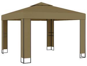 VidaXL Sjenica s dvostrukim krovom 3 x 3 x 2,7 m smeđe-siva 180 g/m²