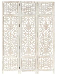 VidaXL Sobna pregrada s 3 panela bijela 120x165 cm masivno drvo manga