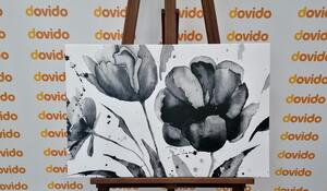 Slika prekrasni crno-bijeli tulipani u zanimljivom dizajnu