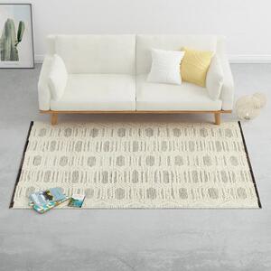VidaXL Ručno tkani tepih od vune 160 x 230 cm bijelo-crni