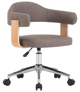 VidaXL Okretna uredska stolica od savijenog drva i tkanine smeđe-siva