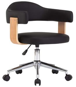 VidaXL Okretna uredska stolica od savijenog drva i umjetne kože crna