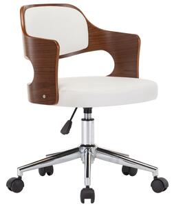 VidaXL Okretna uredska stolica od savijenog drva i umjetne kože bijela