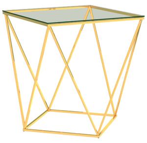 VidaXL Stolić za kavu zlatno-prozirni 50 x 50 x 55 cm nehrđajući čelik