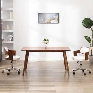 VidaXL Okretna uredska stolica od savijenog drva i umjetne kože bijela