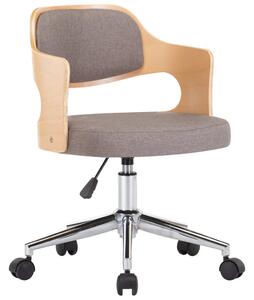 VidaXL Okretna uredska stolica od savijenog drva i tkanine smeđe-siva