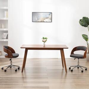 VidaXL Okretna uredska stolica od savijenog drva i tkanine siva