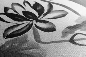 Slika akvarelni lotosov cvijet u crno-bijelom dizajnu