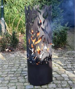 Esschert Design košara za vatru Flames od ugljičnog čelika crna FF408