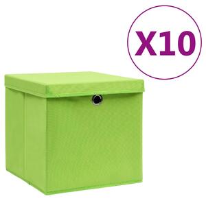 VidaXL Kutije za pohranu s poklopcima 10 kom 28 x 28 x 28 cm zelene
