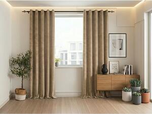 Zavjesa za zamračivanje ELVIO VELVET 140x250 cm, bež. Sistem za vješanje: Metalni prstenovi