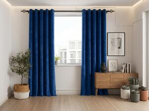 Zavjese za zamračivanje ELVIO VELVET 140x250 cm, mornarsko plave boje Sistem za vješanje: Metalni prstenovi
