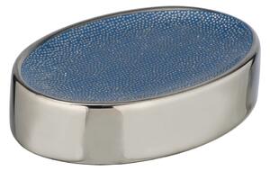 Plava keramička posuda za sapun s detaljem u srebrnoj boji Wenko Badi