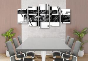 5-dijelna slika luksuzna apstrakcija u crno-bijelom dizajnu