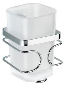 Bijela zidna čaša za četkice za zube s držačem od nehrđajućeg čelika Wenko Premium