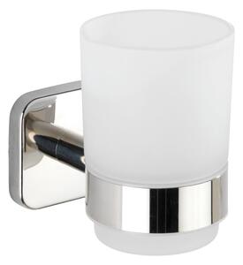 Bijela zidna čaša za četkice za zube s držačem od nehrđajućeg čelika Wenko Mezzano