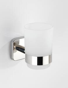 Bijela zidna čaša za četkice za zube s držačem od nehrđajućeg čelika Wenko Mezzano
