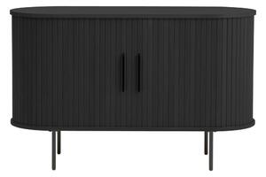Crna komoda u dekoru hrasta s kliznim vratima 120x76x45 cm Nola – Unique Furniture