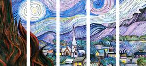 5-dijelna slika reprodukcija Zvjezdana noć - Vincent van Gogh