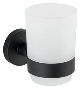 Bijela zidna čaša za četkice za zube s mat crnim držačem od nehrđajućeg čelika Wenko Uno Bosio