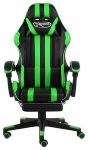 VidaXL Igraća stolica od umjetne kože s osloncem za noge crno-zelena