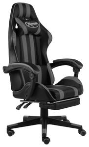 VidaXL Igraća stolica od umjetne kože s osloncem za noge crno-siva