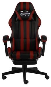 VidaXL Igraća stolica od umjetne kože s osloncem za noge crna-bordo