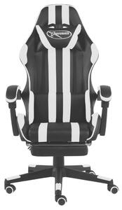 VidaXL Igraća stolica od umjetne kože s osloncem za noge crno-bijela