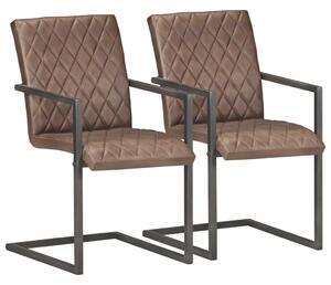VidaXL Konzolne blagovaonske stolice od prave kože 2 kom smeđe