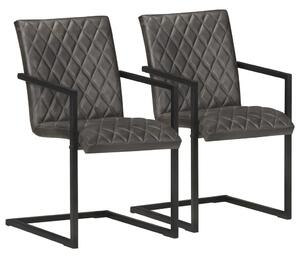 VidaXL Konzolne blagovaonske stolice od prave kože 2 kom sive