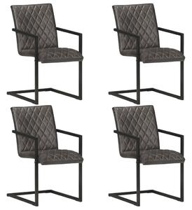 VidaXL Konzolne blagovaonske stolice od prave kože 4 kom sive