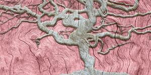 Slika apstraktno stablo na drvu s ružičastim kontrastom
