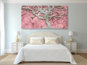 Slika apstraktno stablo na drvu s ružičastim kontrastom