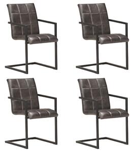 VidaXL Konzolne blagovaonske stolice od prave kože 4 kom sive