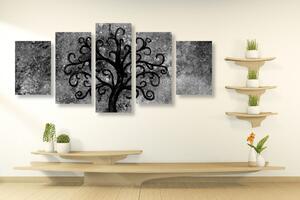 5-dijelna slika crno-bijelo drvo života