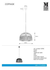 Crna viseća svjetiljka Markslöjd Cottage Pendant