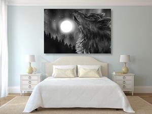 Slika vučji mjesec u crno-bijelom dizajnu