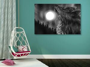 Slika vučji mjesec u crno-bijelom dizajnu